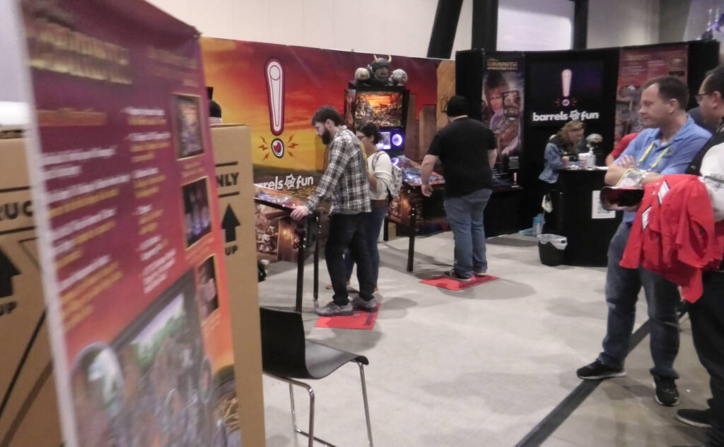 New pinball company, Barrels of Fun, had four of their Labyrinth games on their stand