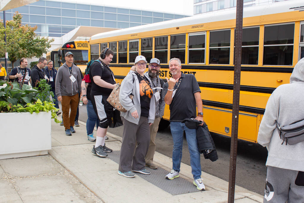 Boarding the buses