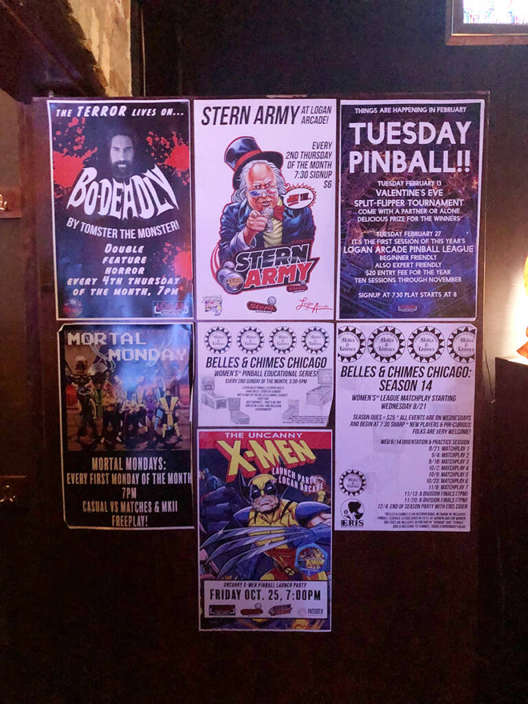 Some of the pinball events hosted by Logan Arcade