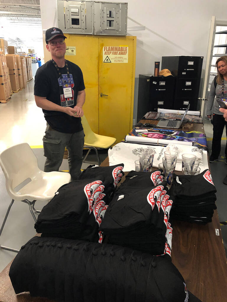 American Pinball branded caps, shirts, glasses and posters