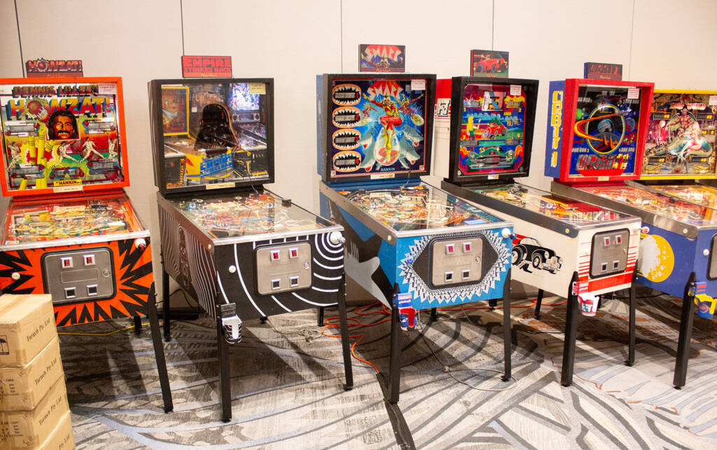 A special display of the five titles from Australian pinball maker, Hankin