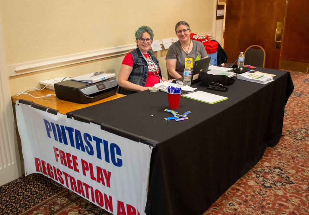 The machine registration team at the show