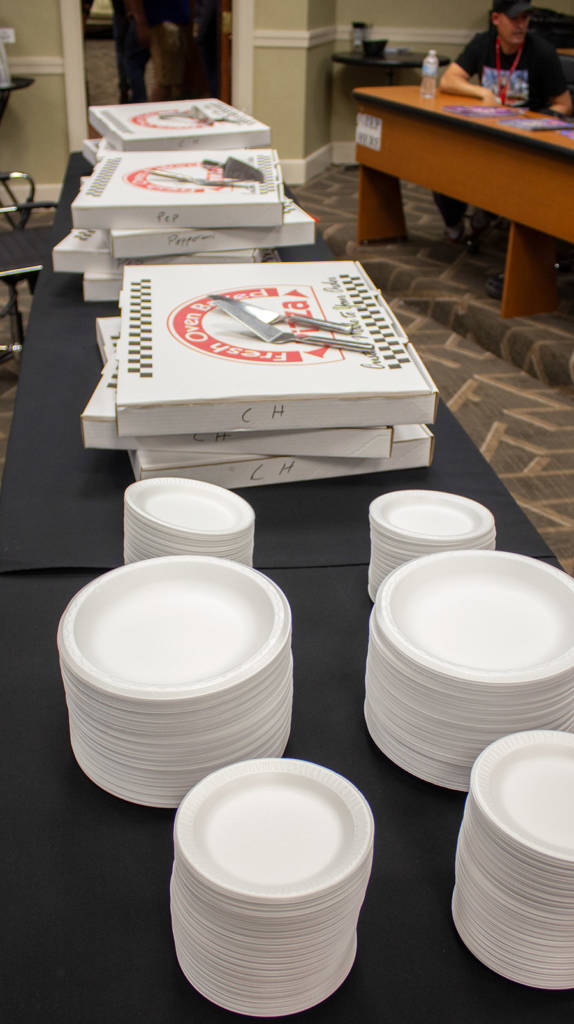Pizza for everyone at the fireside chat