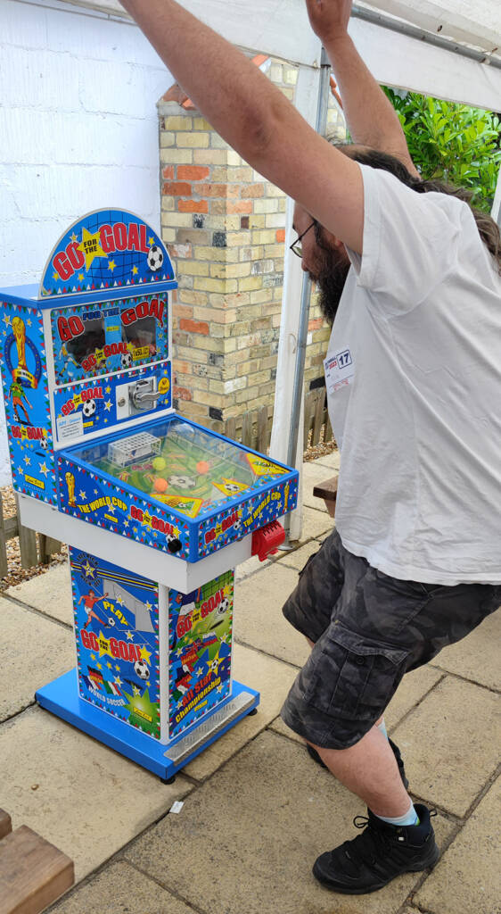 Last year's UK Pinball Cup winner, Nick Hamill, gets some practice in