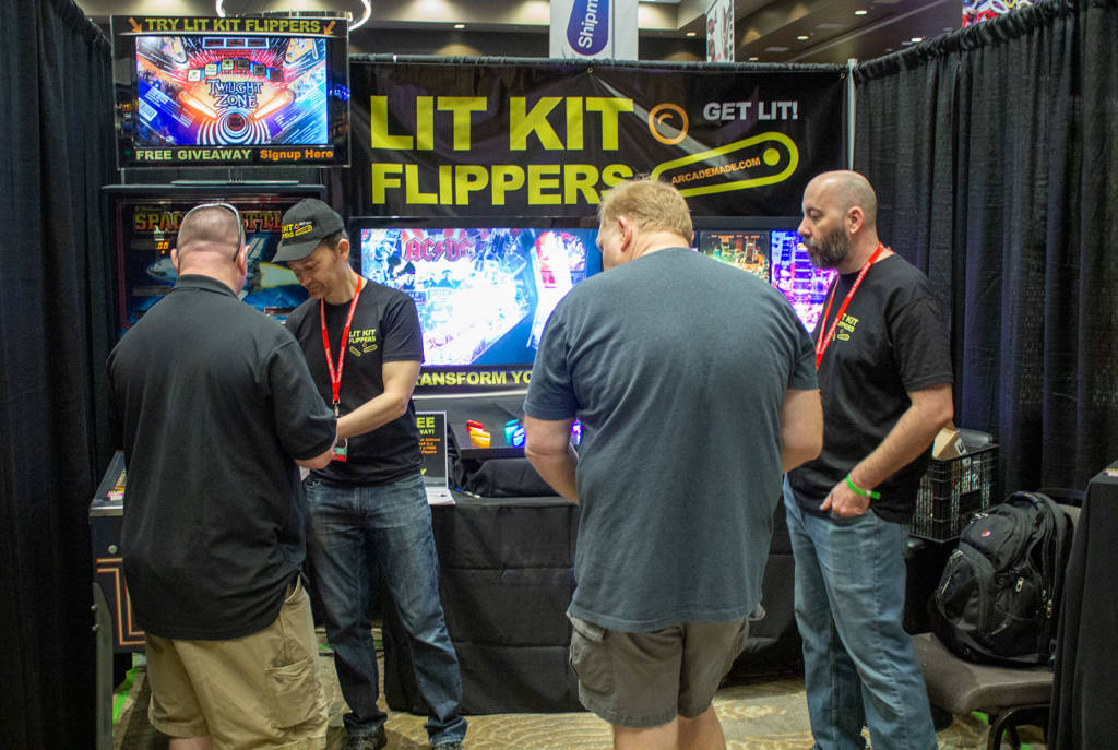 Lit Kit flippers were displayed on the arcademade.com stand
