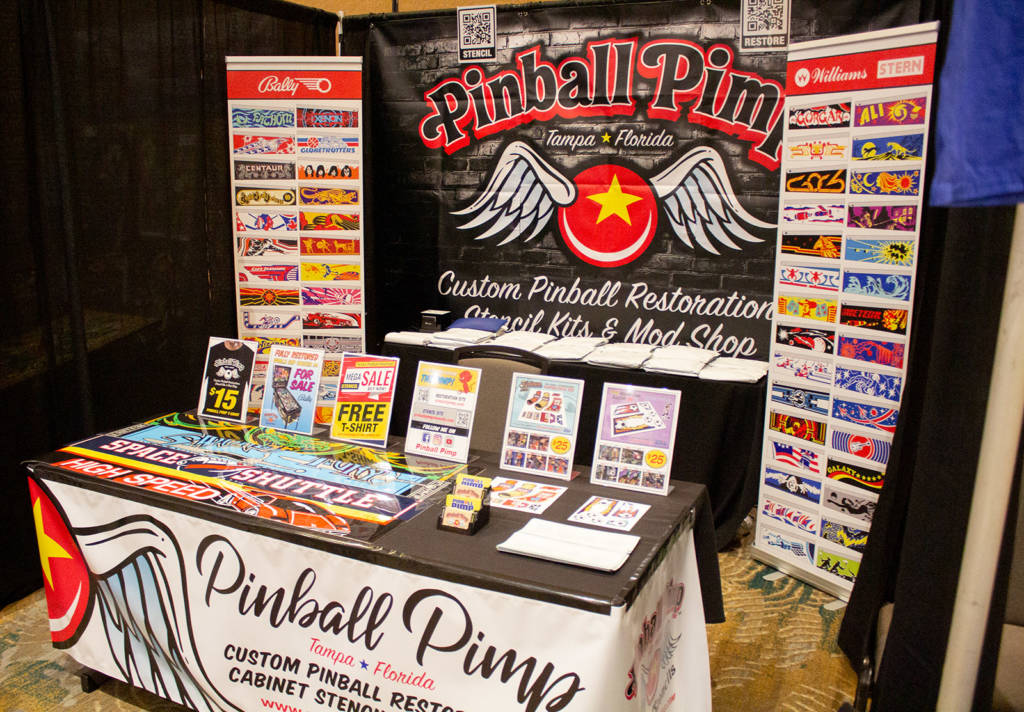 Pinball Pimp  were showing part of their large range of cabinet stencils and decals