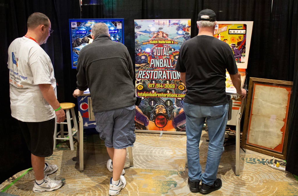 Keith Holbrook's Total Pinball Restoration had a Flash and a Gold Strike to show the quality of their work