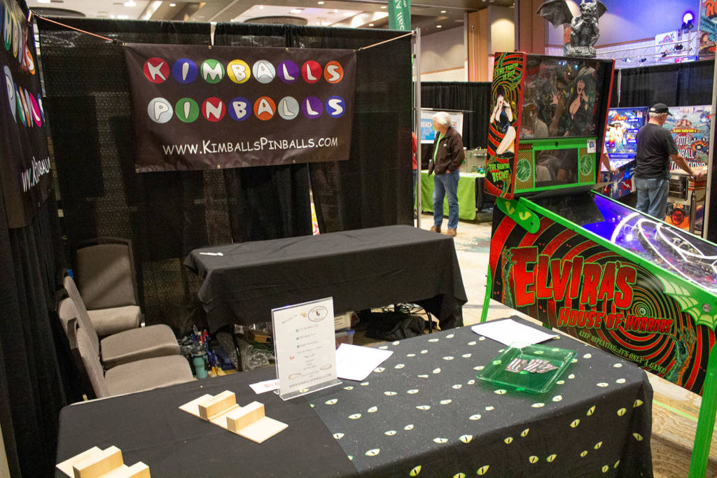 Kimballs Pinballs features a highly-modded Elvira's House of Horrors on their stand