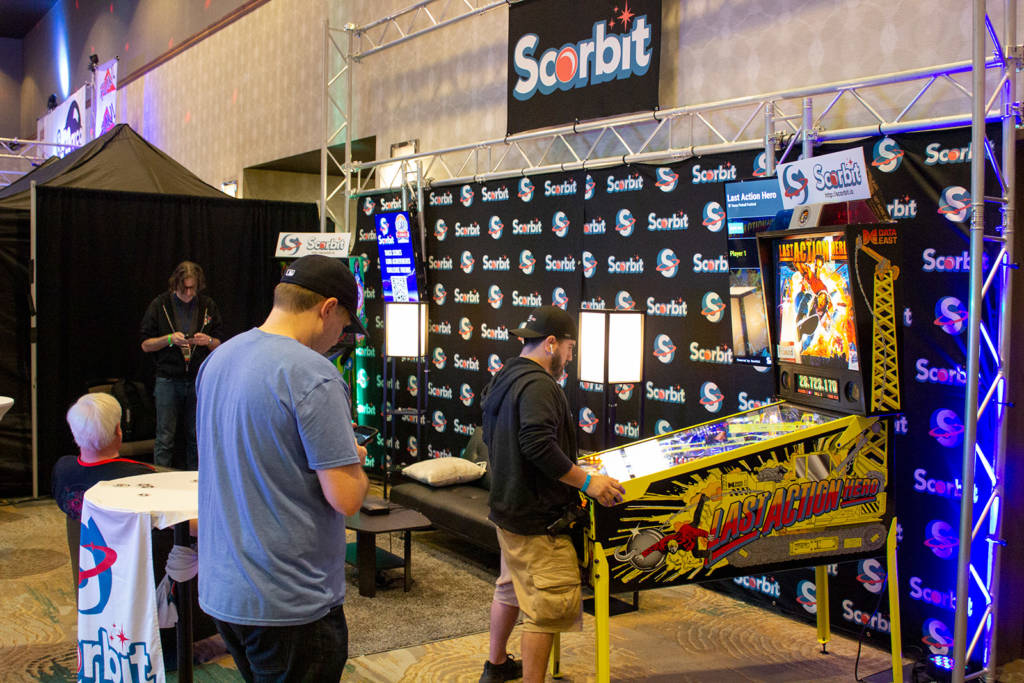 In addition to their appearance at the Connected Pinball seminar, Scorbit also had a stand promoting their platform
