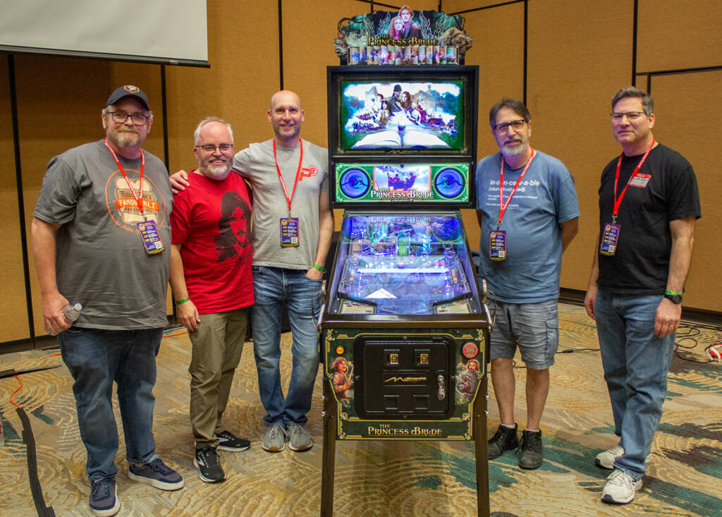 The Multimorphic team with their The Princess Bride pinball