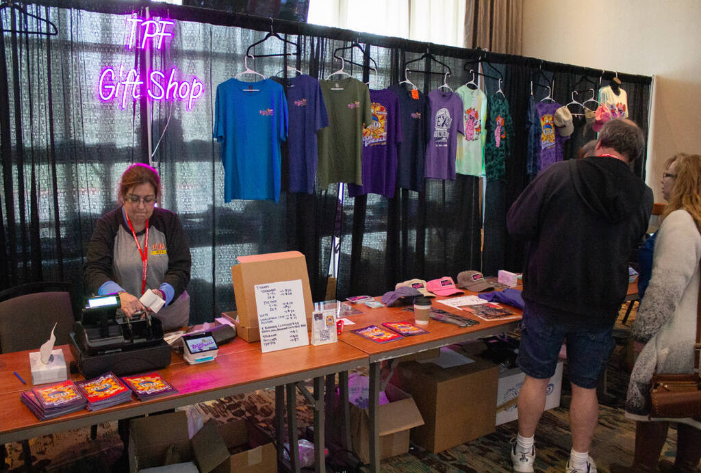The TPF Gift Shop had T-shirts and caps from this year as well as from previous years in addition to tickets for the Texas Pinball Raffle