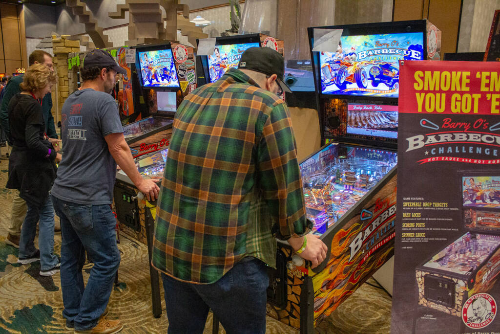 American Pinball had three of their new Barry O's Barbecue Challenge games on their stand