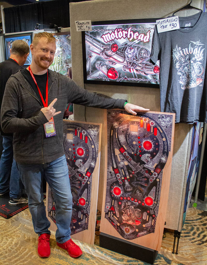 Brad with his artwork for the Motörhead pinball