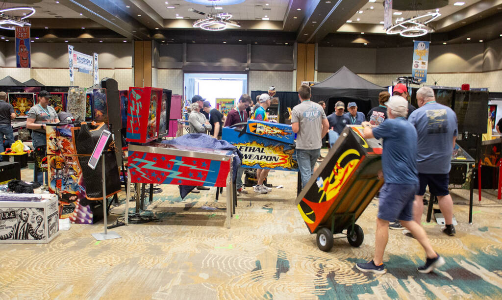 Machines and stands are packed away in the main hall