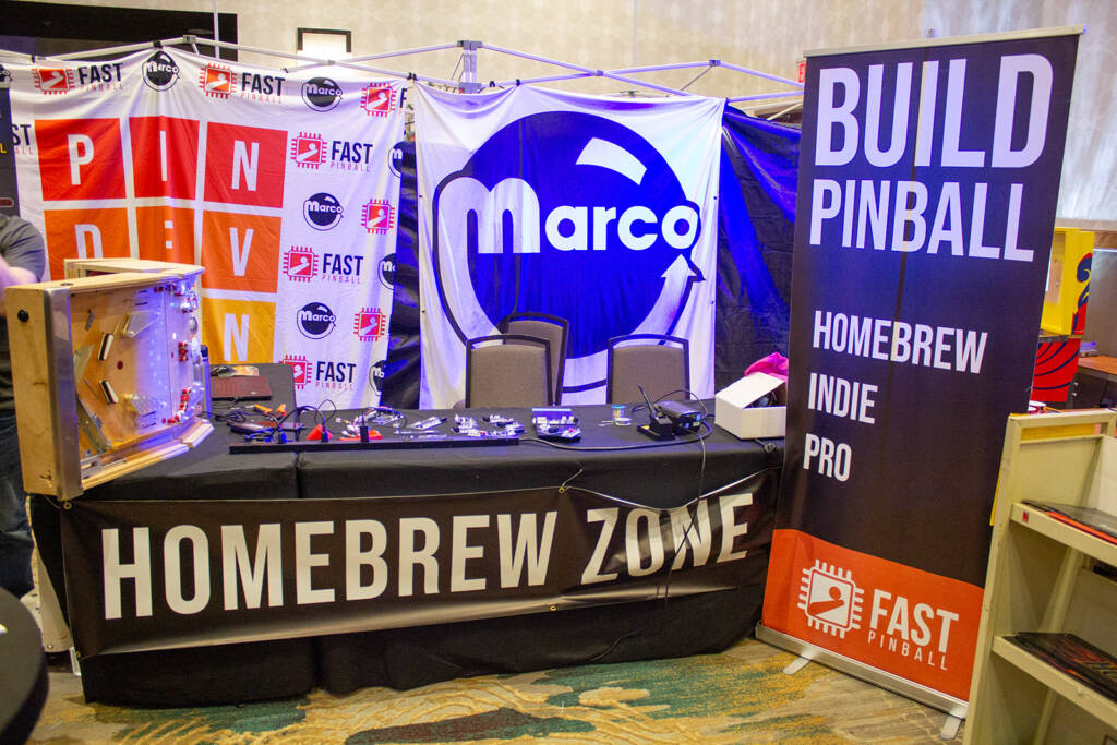 The Marco and FAST Pinball homebrew stand