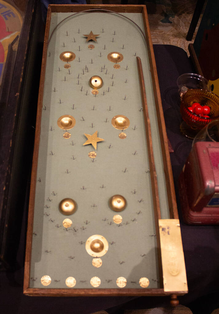 1880s M. Redgrave's Parlor Bagatelle Table, making it probably the oldest game at the show.