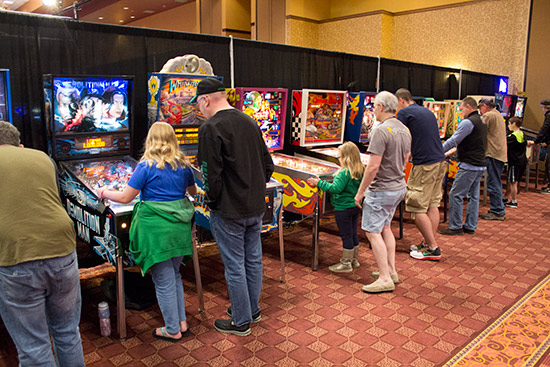 There were lots of youngsters playing pinball