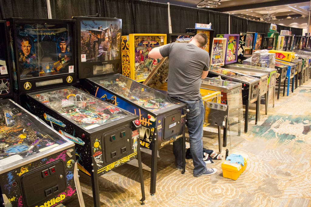 Setting up some of the many free play machines