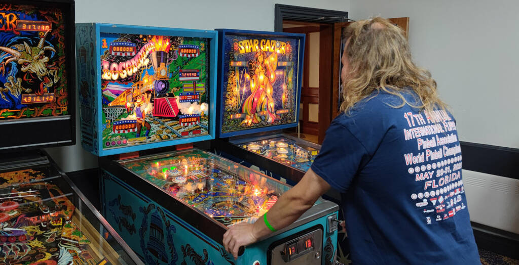 Andrew Foster starts the final of the Pinball Classic on Locomotion