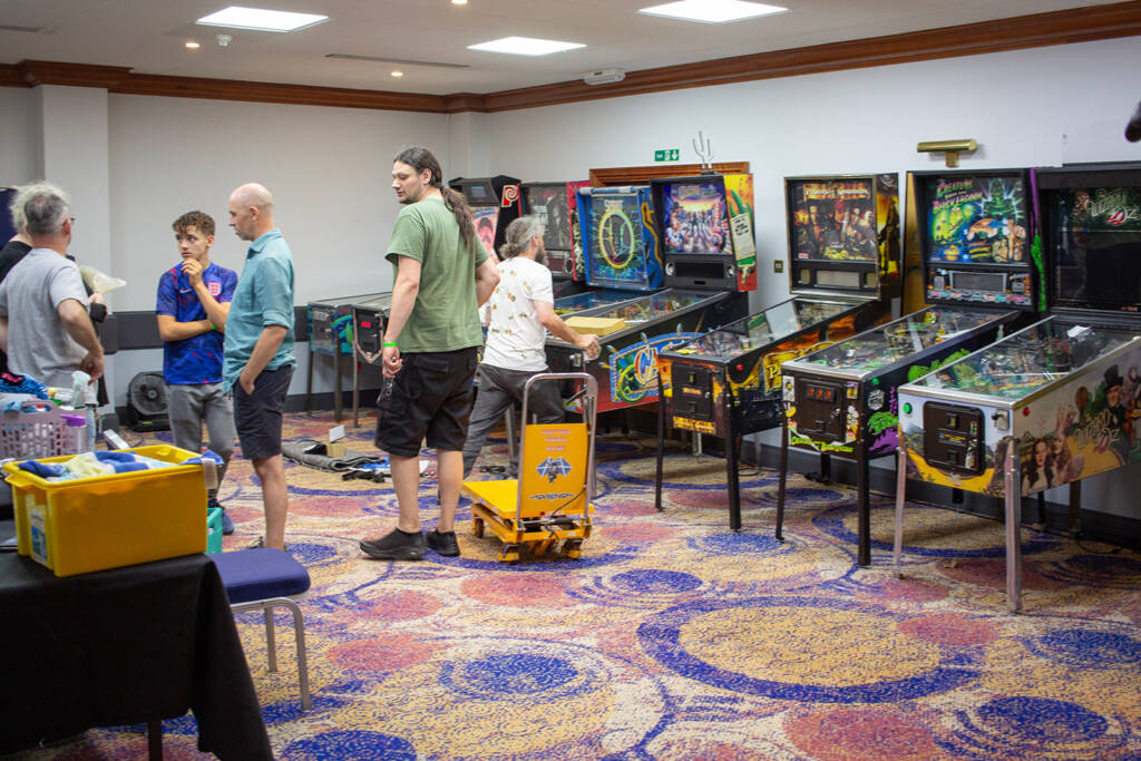 Setting up games for the Ladies Tournament and the UK Pinball League finals
