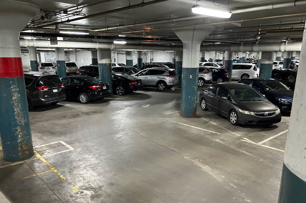 Pictured are just some of the free underground parking spots