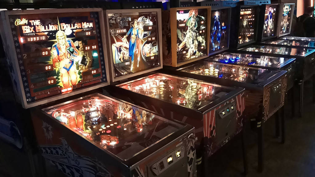 This row of classic Bally games is a signature feature of Jupiter's arcade