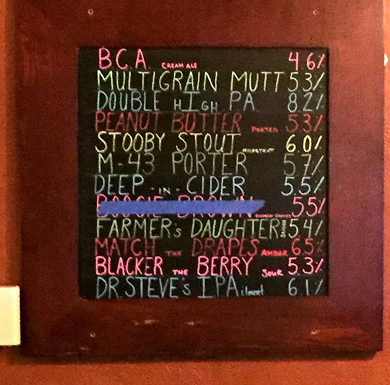 The beer list