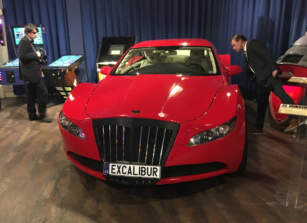 A custom AG Excalibur car featuring Swarovsky crystals