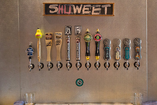 he beers on tap - the last four from the neighbouring Ninkasi brewery