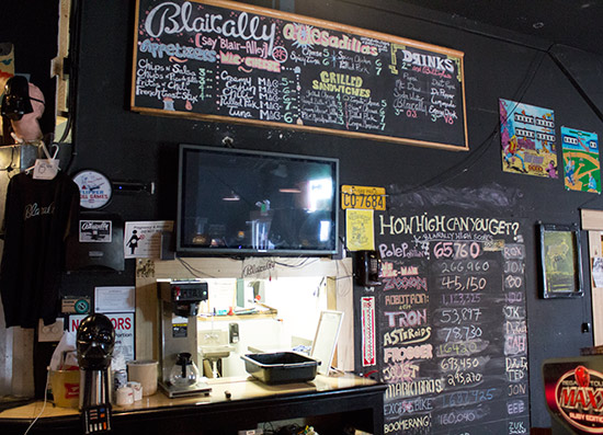The high score table, menu and serving hatch