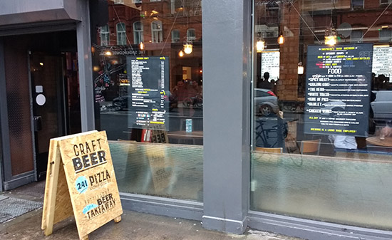 The front of the bar