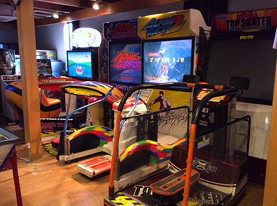 The main hall is filled with video games