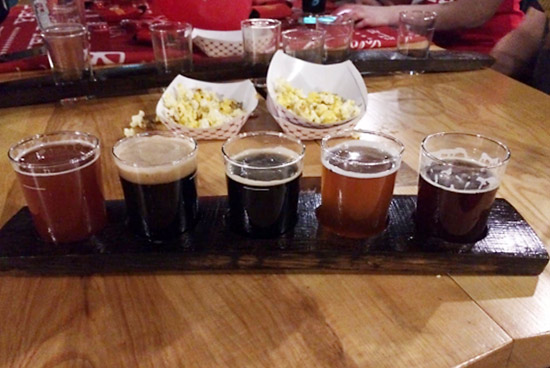 A beer flight sampler