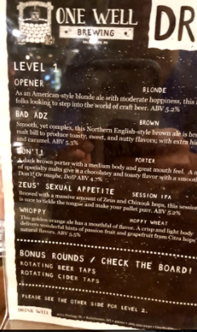 Some of the drinks available