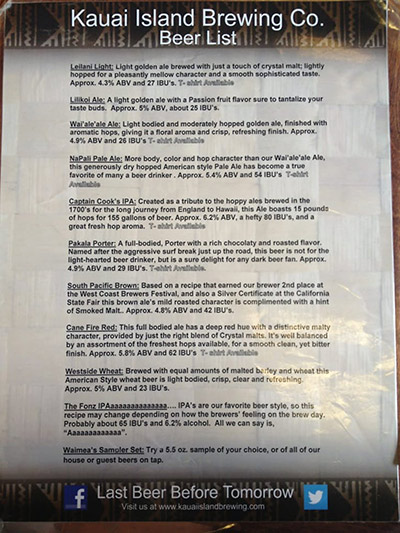 The beer menu