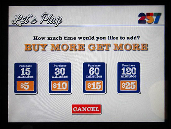 You can purchase up to two hours additional game play time