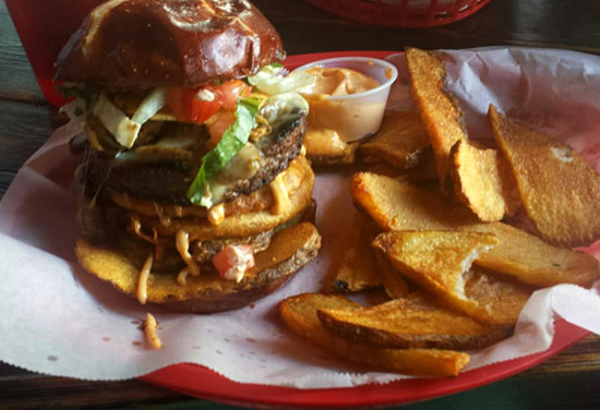 One of the burger optionat at DT Kirby's