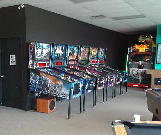 Six of the thirteen pinballs