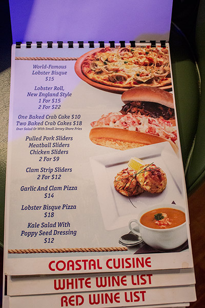 Part of the food menu