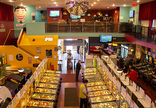 The mezzanine level at the front of the building