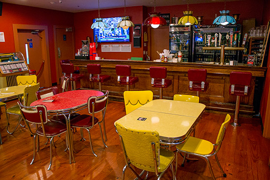 The upper bar area
