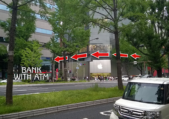 Turn right at the Apple Store - there is a bank with an ATM here