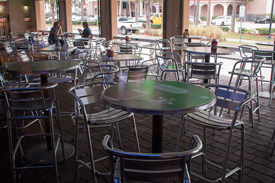The outside seating area