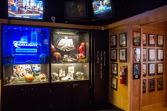 Sports memorabilia in the lobby