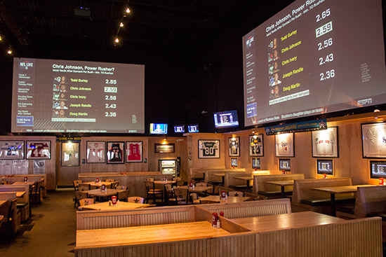 The large projector screens make sure nobody misses the action