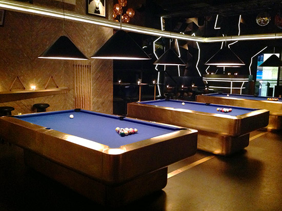 Three pool tables