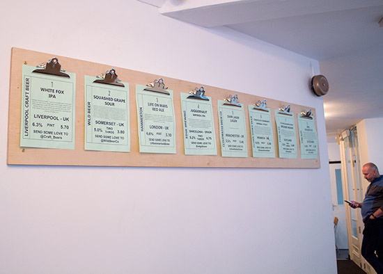 The eight beers available