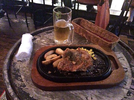 Dinner on a beer barrel