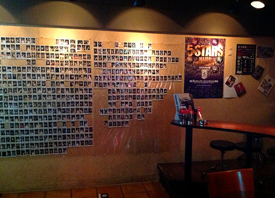 Guests' pictures cover the wall