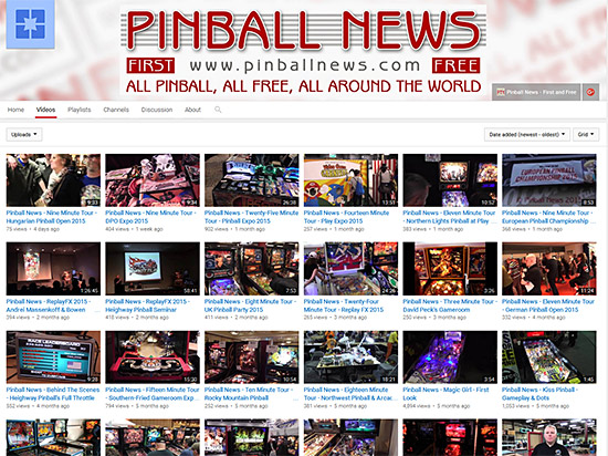 The Pinball News Videos YouTube channel